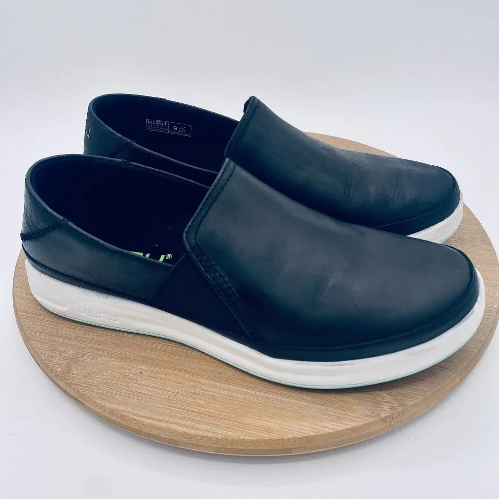 KURU Black and White Slip-On Athletic Shoes - Picture 7 of 11